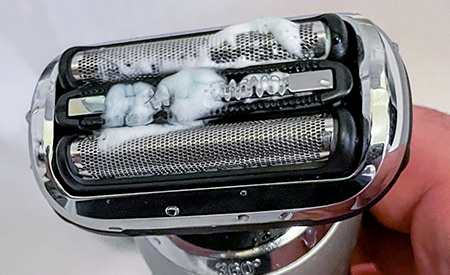 Foil shaver soap cleaning